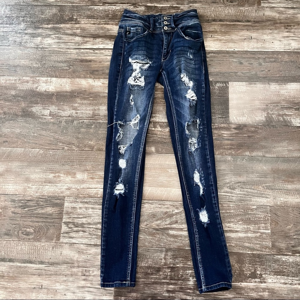 Kancan high distressed rise skinny jeans